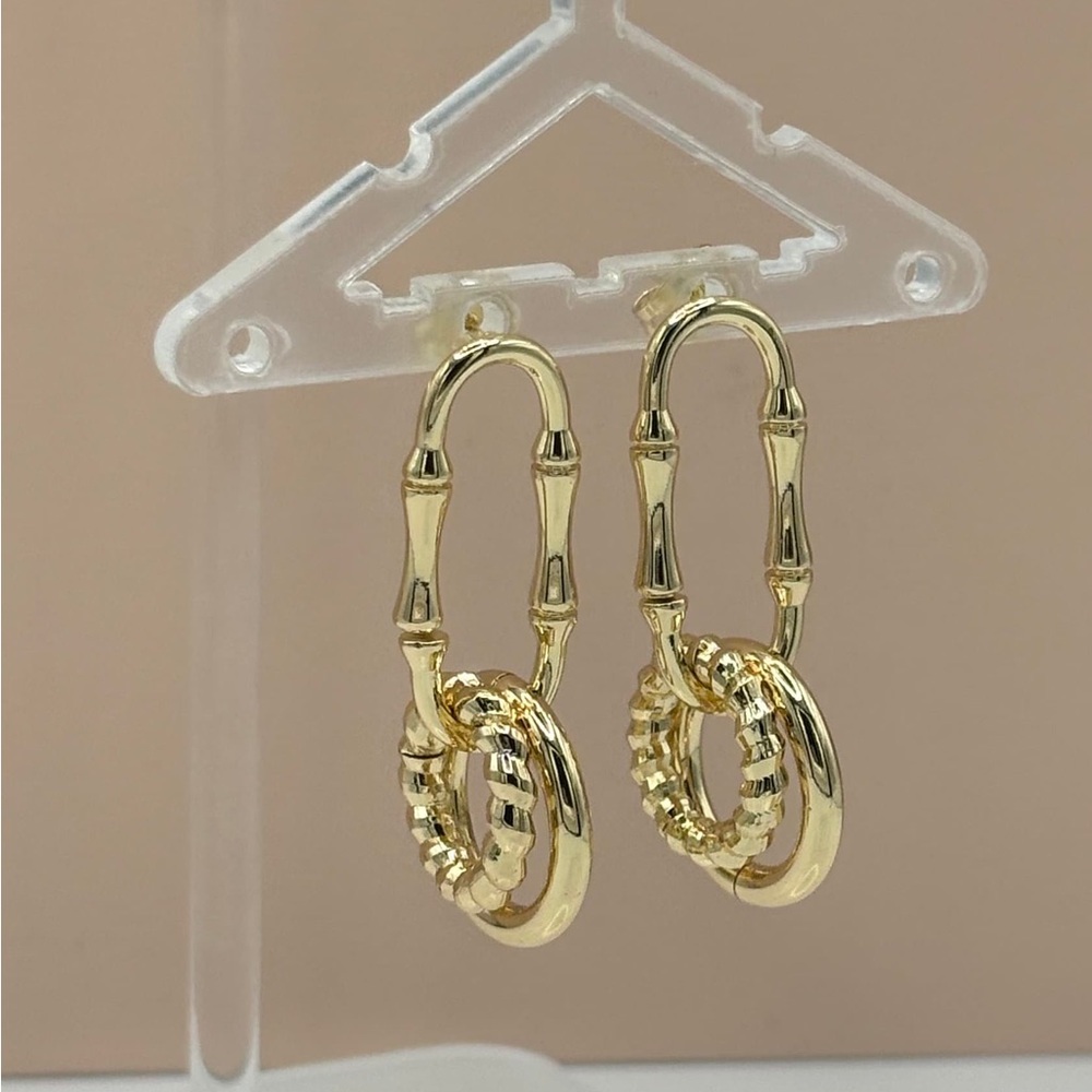 Chic Gold Bamboo Hoop Earrings